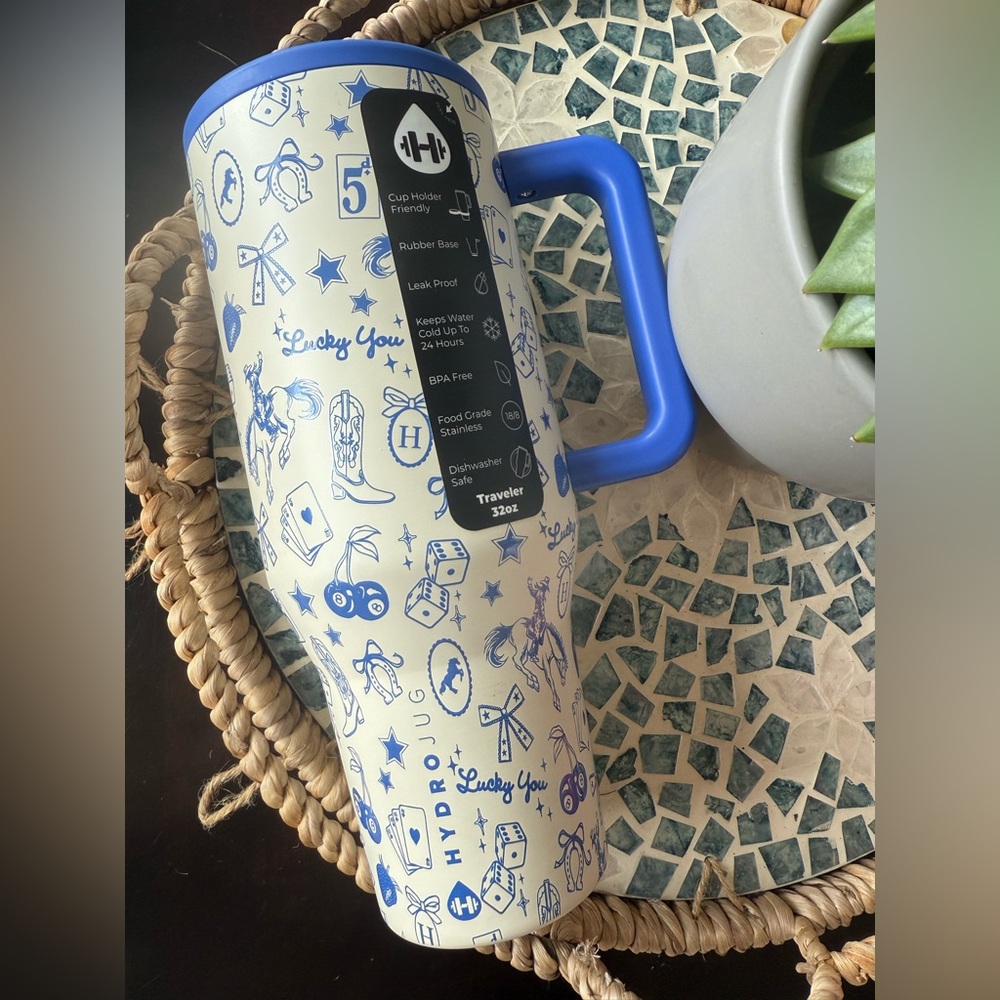 Hydrojug BLUE WESTERN CHARM 32oz Traveler Tumbler